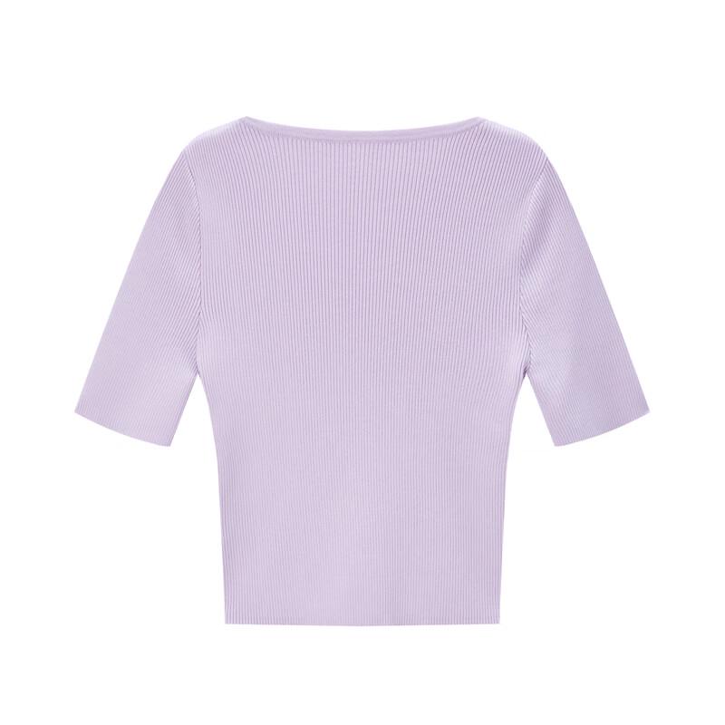 PEACEBIRD Dam Elegant Stickad Topp med Knutdetalj och Kort Ärm