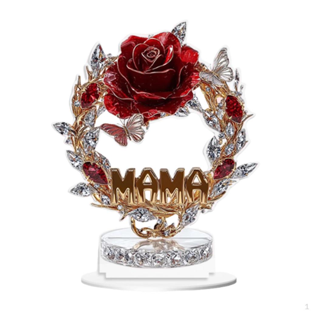 2D Acrylic Rose Flower Gift Mother Day Decoration Decorative Plaque for Closet