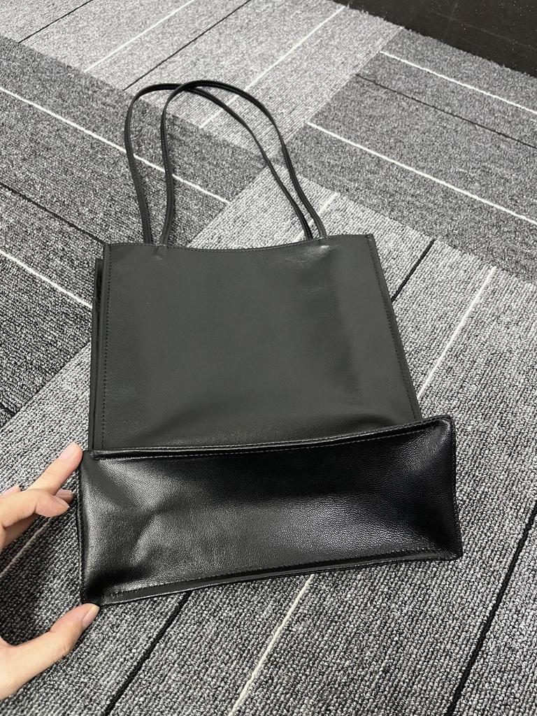 Minimalist Lambskin Tote Bag - Casual Commute, Thin Strap, Large Capacity, Women's Shoulder Shopping Bag.