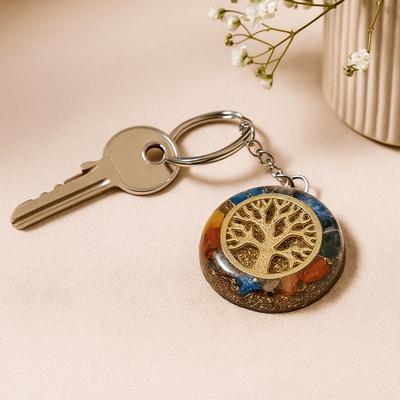 Orgonite Keychain Gemstone Chakra Tree of Life