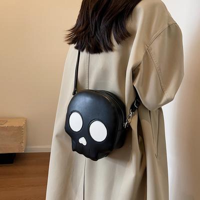 Halloween Schädel Umhängetasche Mode Persönlichkeit Geist Hässlich Niedlich Messenger Bag PU Damen Kleine Runde Tasche