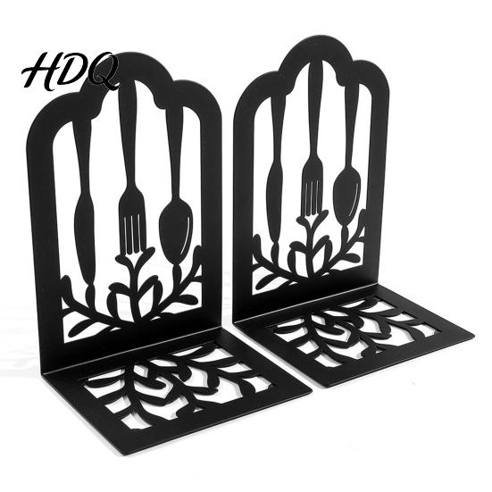 High Quality Iron Bookends 1 Pair Kitchen Metal Decorative Bookend for Shelves