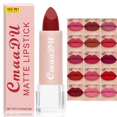 Lippenstift 15 Farben Lipgloss Matt Feuchtigkeitsspendender wasserdichter Lippenstift