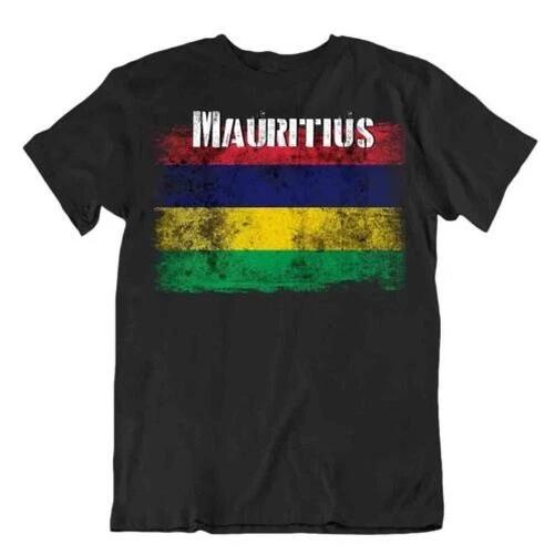Mauritius Flag T-Shirt City Map Four Ribbons Freedom Independence L