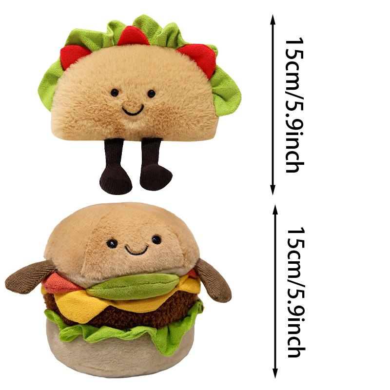 15cm Cute Cartoon Hamburger Taco Plush Toy Kids Creative Emotion Plush Toy Soft Fluffy Stuffed Doll Kids Birthday Holiday Gifts