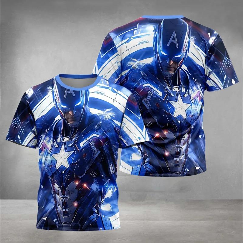 Men s Marvel Captain America 3D Printed T-shirt Outdoor Casual Short Sleeve XXS