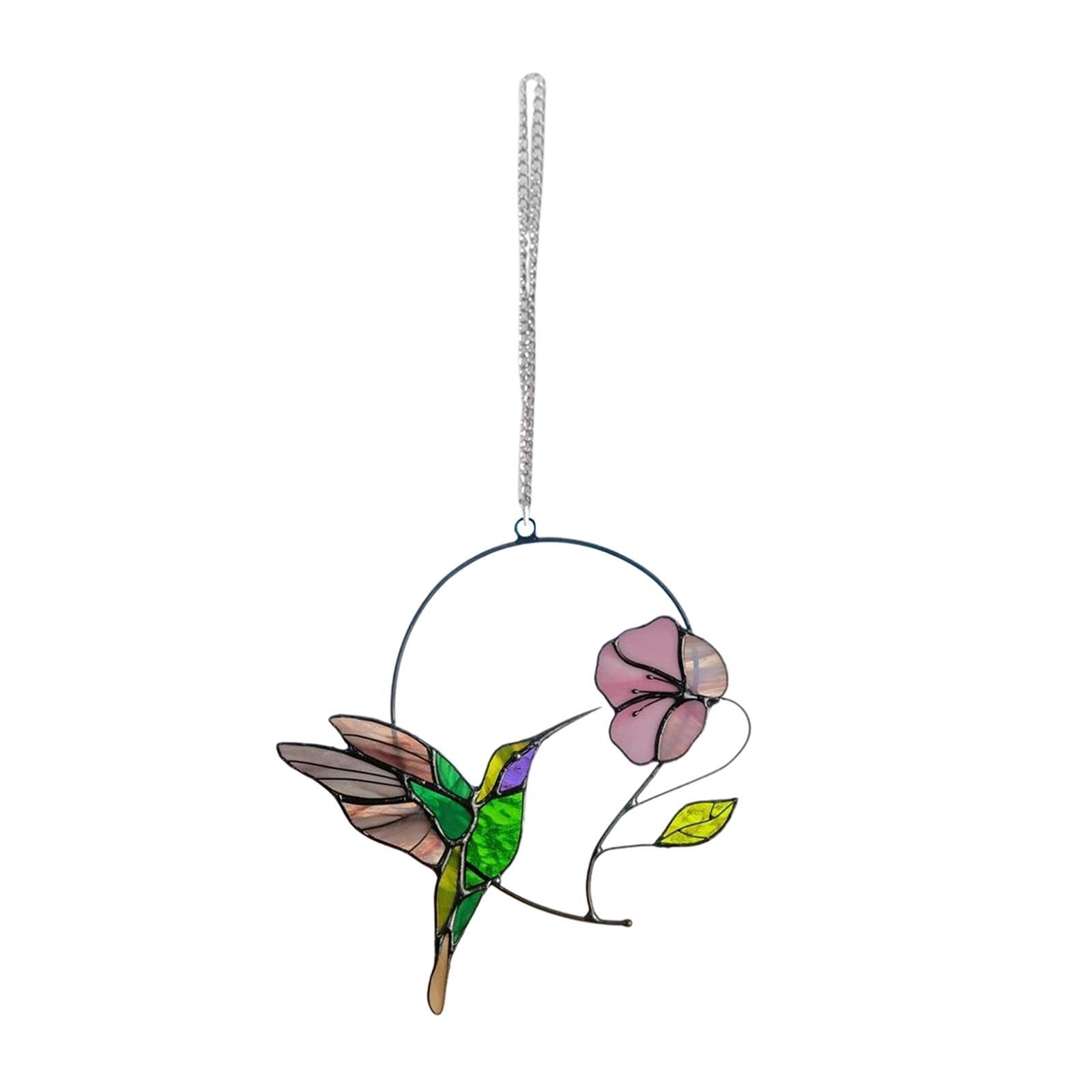 

Birds High Stained Hummingbird Window Panel Hanging Decor