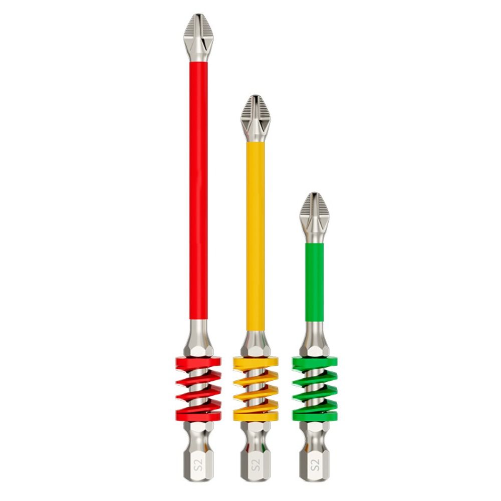With Spring Anti-Slip Phillips Bit 65/90/110mm 1/4'' Hex Shank Impact-resistant Screwdriver Bits Magnetic High Hardness