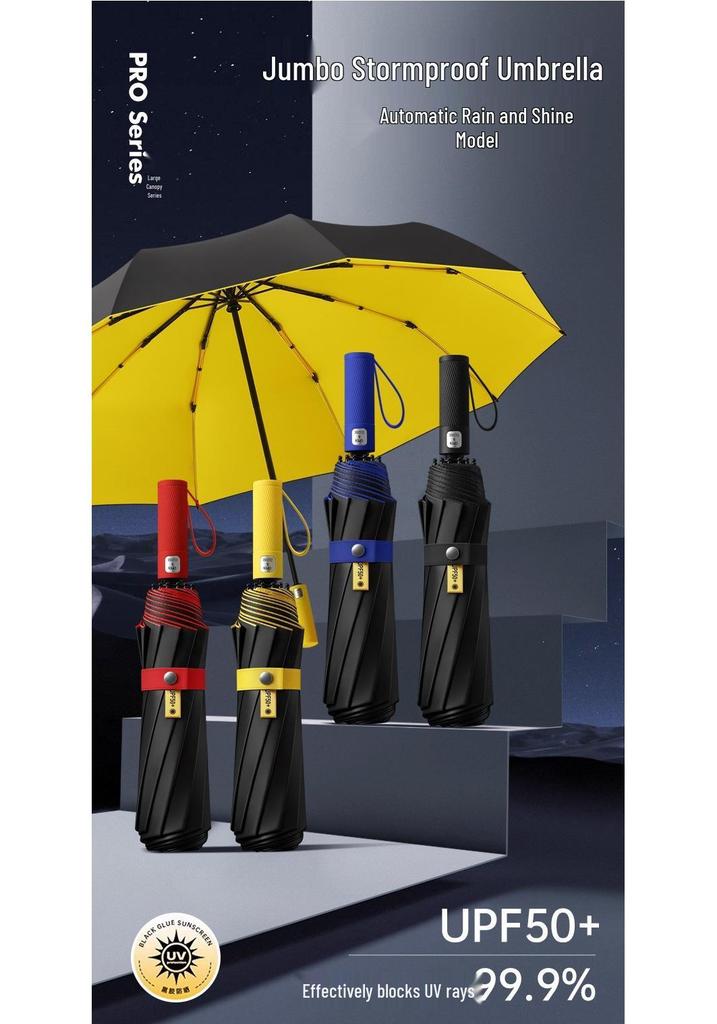 20-Rib Automatic Dual-Use Sun & Rain Protection Umbrella with UV Shield