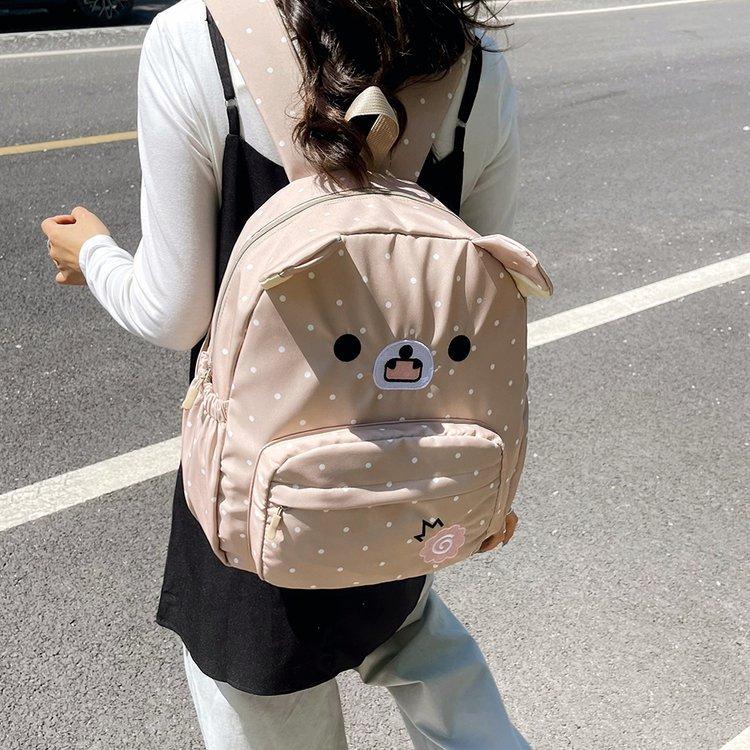 Schoolbag Japanese Cute Girl Polka Dot Bear Schoolbag Girl Children's Kindergarten Small Backpack Travel Light Backpack