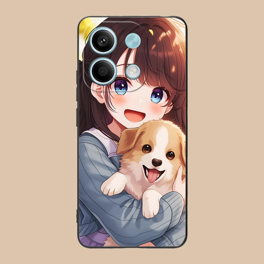 Girl Dog Puppy Matte TPU Mobile Phone Case for Xiaomi 15 14 13 12 Mi 11 T Ultra Lite Pro S X 5G Colorful Printing Cover