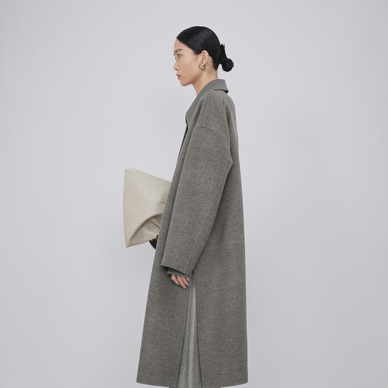LESS 2023 Autumn Lamb Wool Straight Long Coat