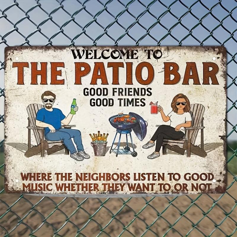 Vintage Retro Patio Bar Sign Welcome to The Patio Bar with Good Friends Good Times Illustration HD Metal Picture Wall Art Deco 20x30cm(7.8x11.8inch)