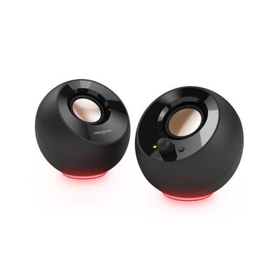 Creative Pebble SE Black Equipped with RGB Lighting Audio Input Pin Plug Power Supply USB C Connection 45 Degree Upward Facing Speaker Bass Passive