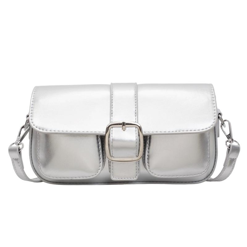 

Летний темперамент тренд простая сумка через плечо для通勤, личность, милая и крутая сумка-мессенджер, маленькая квадратная сумка one size fits all серебряный