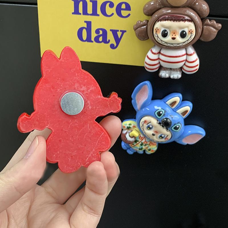 Cute Monsters Refrigerator Magnets Lafufu Trendy Doll Figurine Model Po Clip Home Decorations Magnetic Decor Birthday Gifts