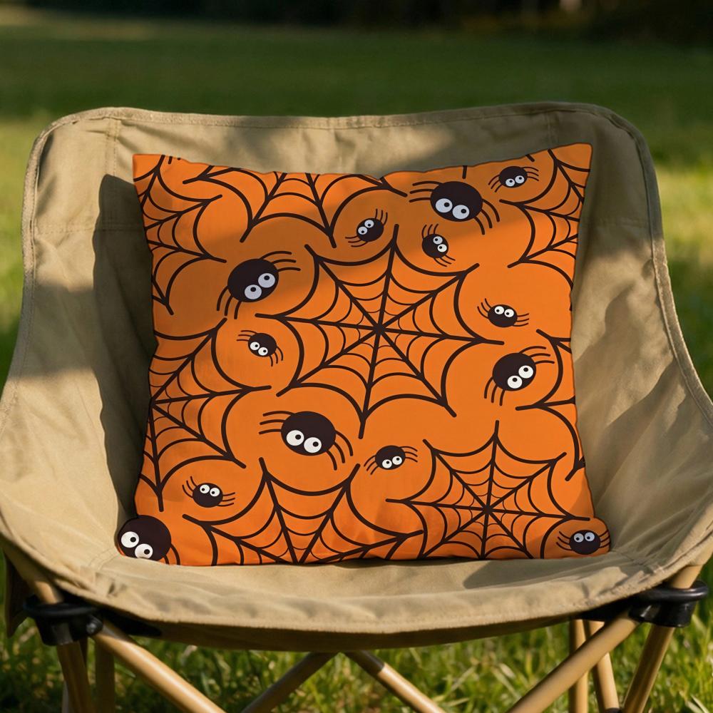 Happy Halloween Spider Web Cushion Cover Soft Reversible  Durable Pillow Cover  MultiScene Use for Home  Car Daily Comfort
