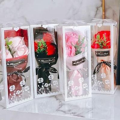 Hochzeitsdekoration 3 Köpfe Künstliche Rosen mit Box Seife Blume Neue Kunstblumen