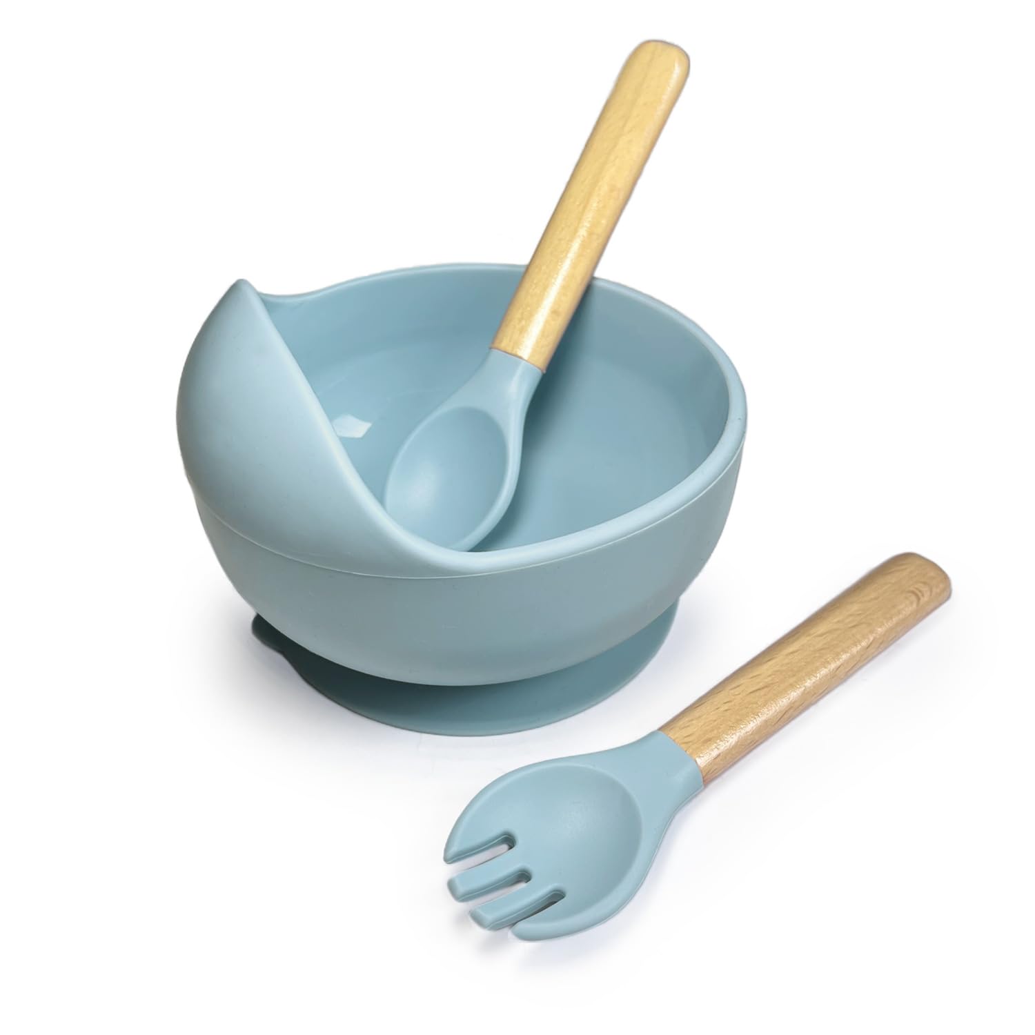 

DINETTE baby baby посудомоечная машина с всасывающим устройством синего цвета Неопрокидывающаяся тарелка, столовые приборы, еда, миска, ложка, вилка, набор из 3 предметов, силикон, безопасный, синий