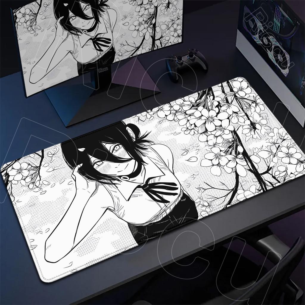Large Writing Non-slip Office Student Gamer Mat Cute Reze And Flower Art Table Laptops C-Chainsaw Mans Thicken Durable Mouse Pad