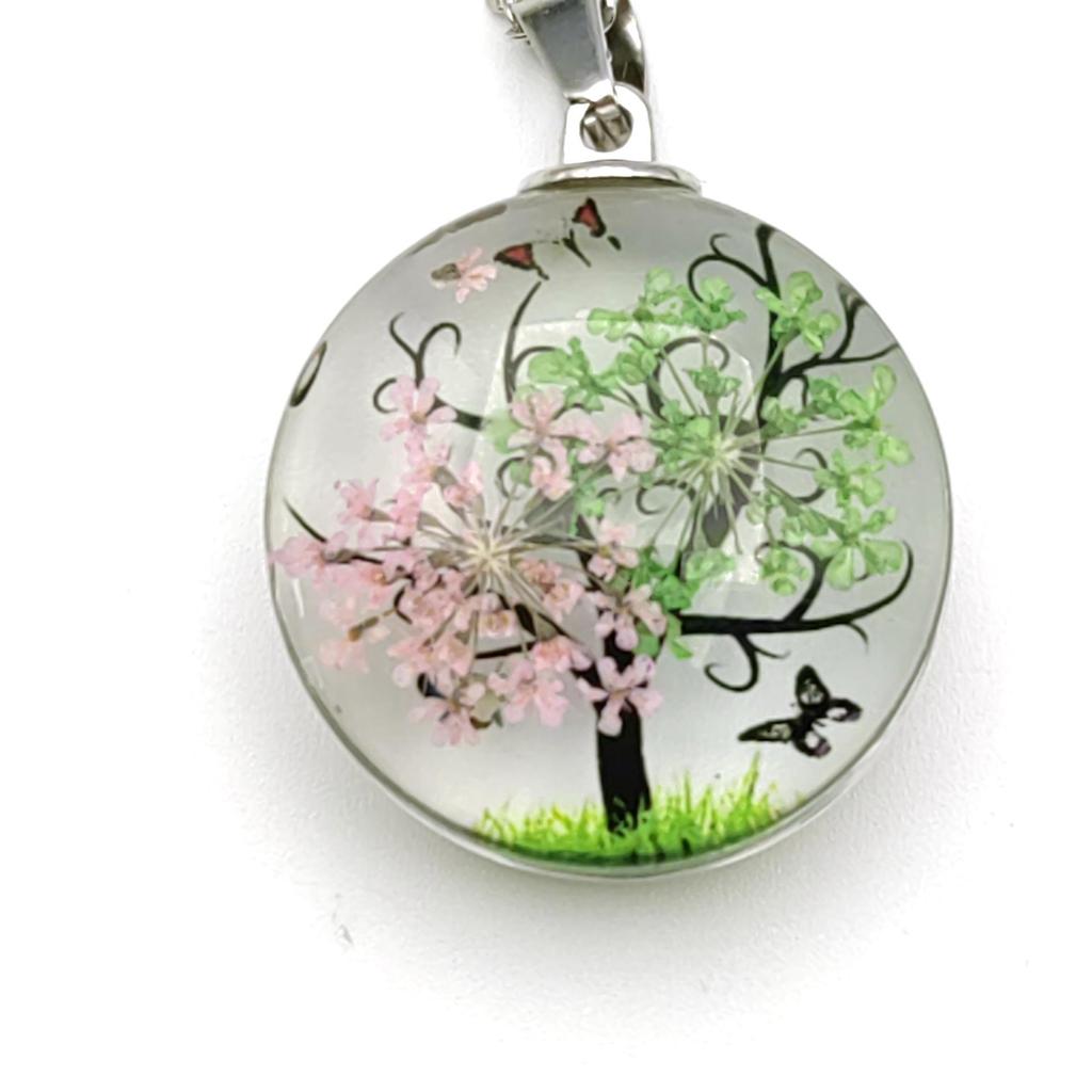Tree of Life Dried Flower Clavicle Necklace - Fashion Pendant for Fresh Style