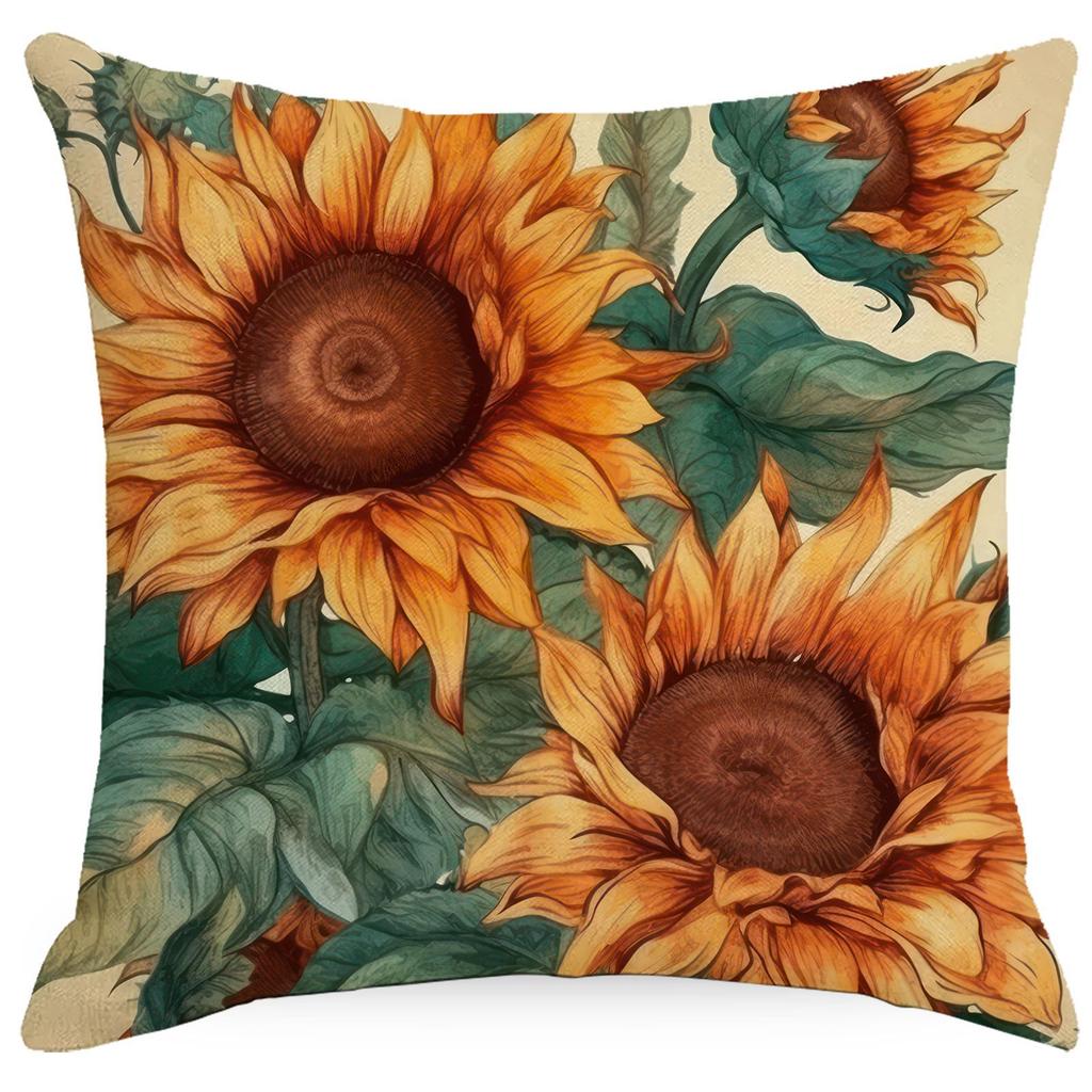 Flowers And Plants Sunflower Linen Pillow New Sofa Pillow Home Printed Pillow Case Premium Durable Quality Useful