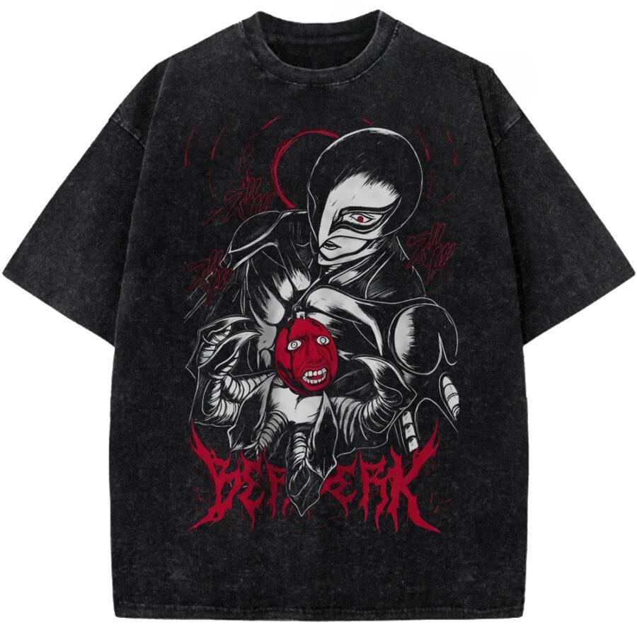 

Berserk Griffith Femto Printed Tee Men Women Washed Cotton T-shirts Manga Vintage T Shirt Harajuku Male Casual Oversized Tshirt XXL чорний