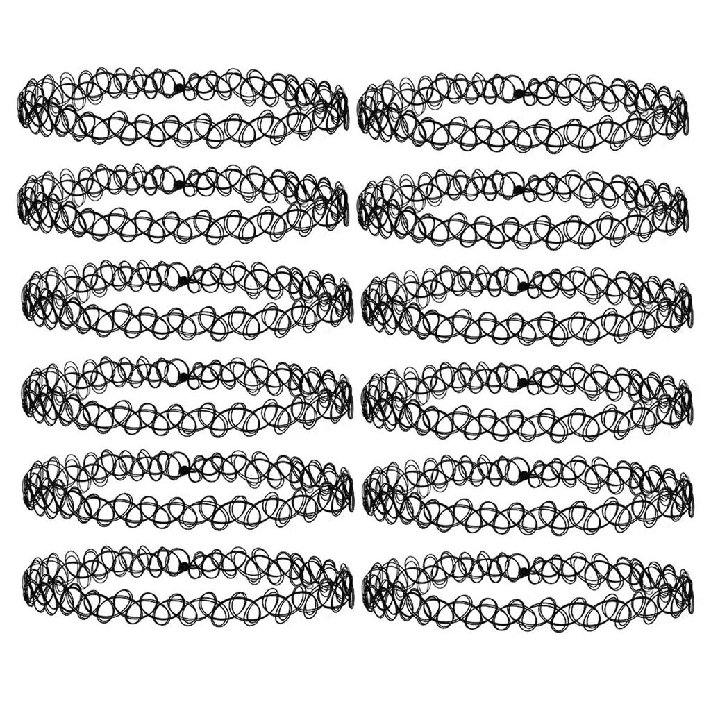 Gothic Hollow Necklaces for Women Black/Colorful 12pcs Cool Style Women Jewelry for Women Teen Girls Decor