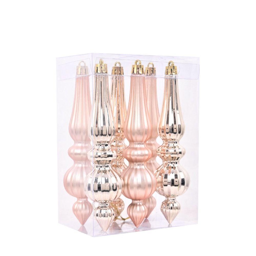 Colorful Paintings Cone-shaped Christmas Ball Water Droplets Plastic Xmas Tree Hanging Ball DIY Electroplated