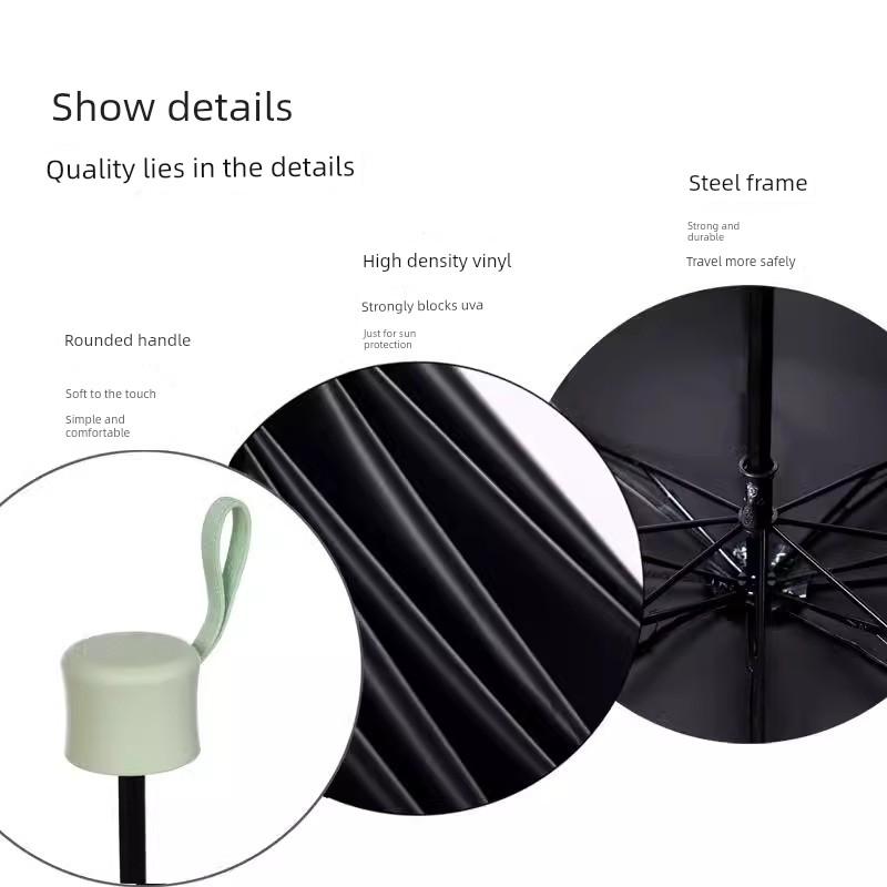 Paradise Umbrella Sun Protection UV Protection Sunshade New Genuine Goods Student Black Glue Three Folding Portable Sun Umbrella Men and Women