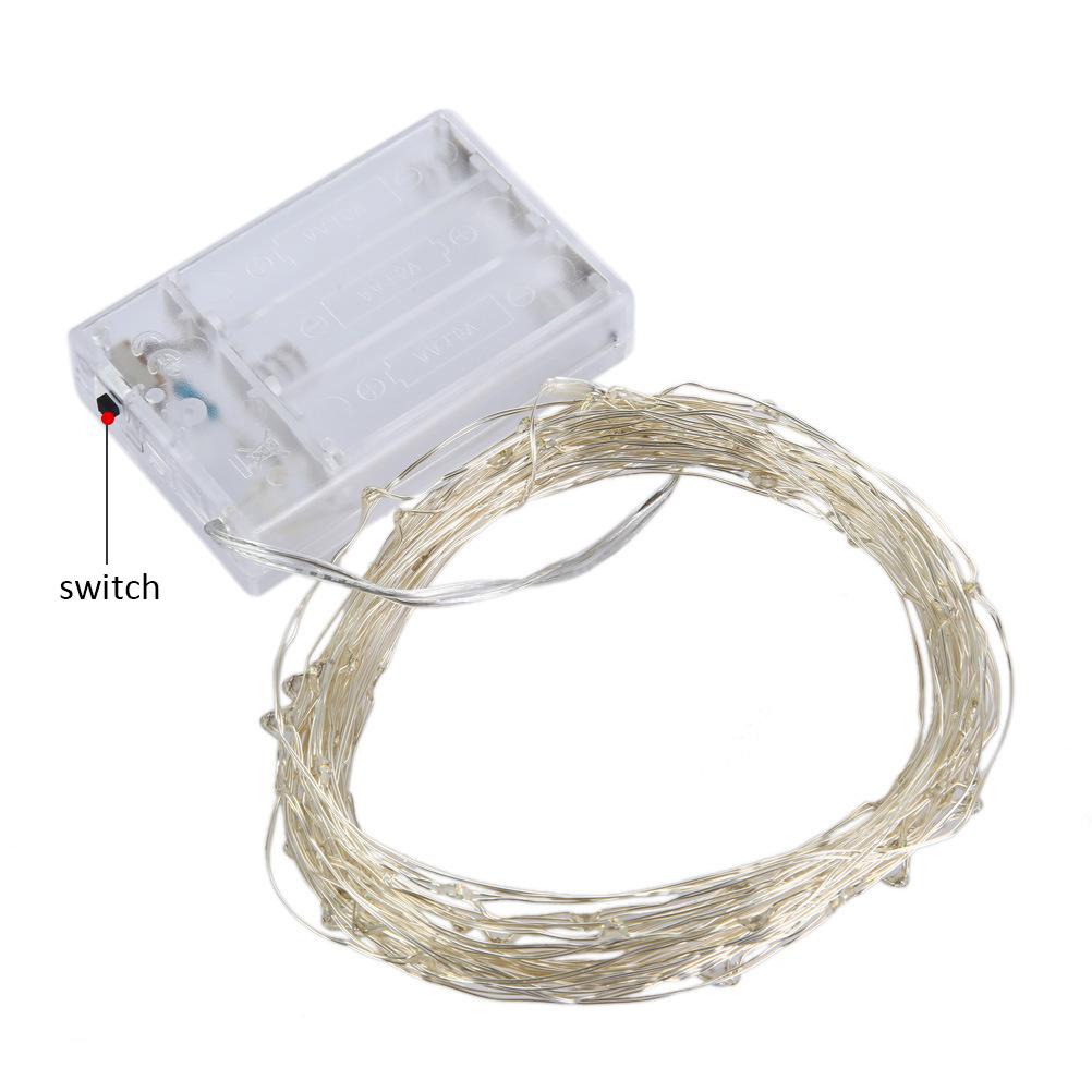 Silver Wire LED String Light Battery Powered Warm White Fairy Light Home Christmas Wedding Party Decoration