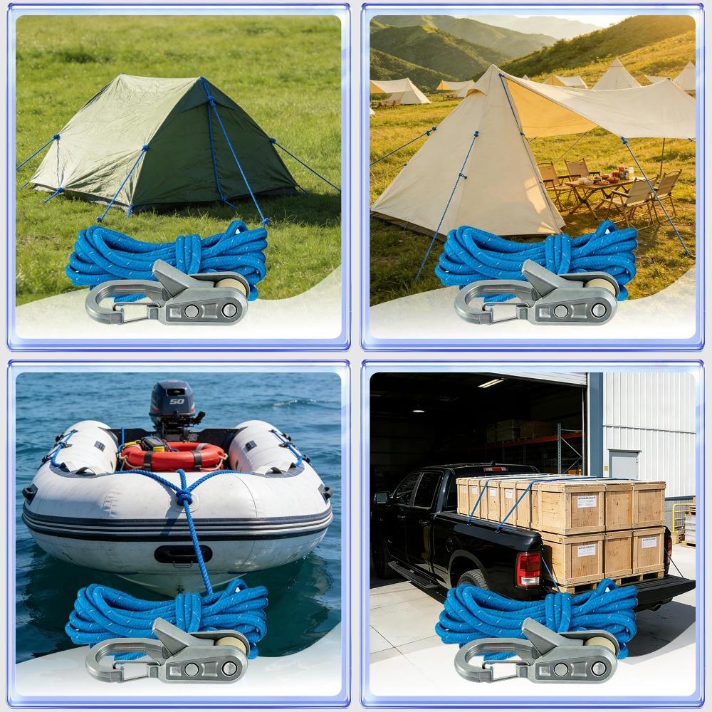 2Pcs/Set Heavy-duty Rope with Roller Tensioner Labor-saving Retractable Tie Down Rope Tent Setup