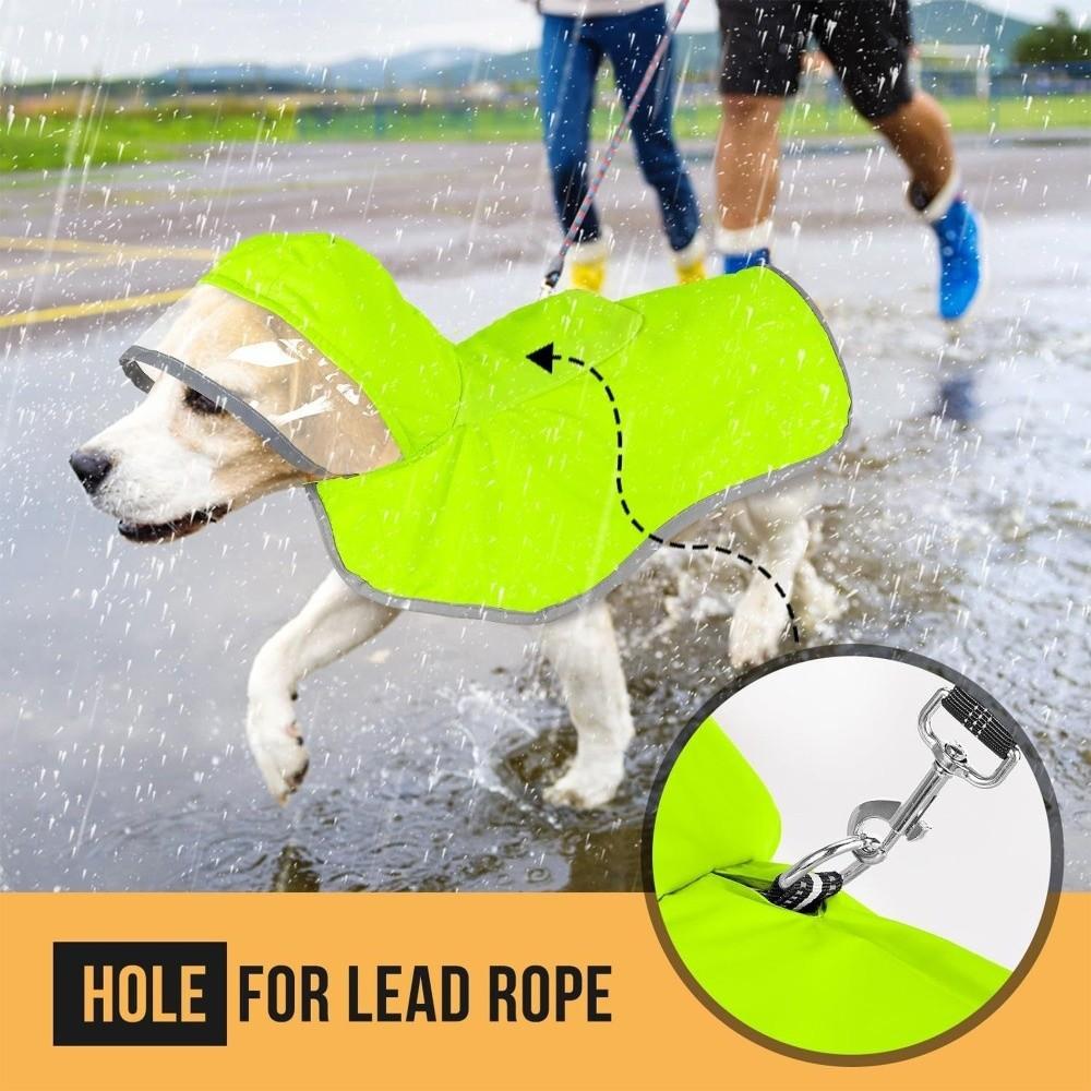 Reflective Strip Dog Hooded Raincoat Waterproof Pet Rain Jacket Golden Retriever