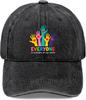 Everyone Is Welcome Rainbow Hands Baseball Cap Distressed Washed Adjustable Casual Polyester Hat for Adults