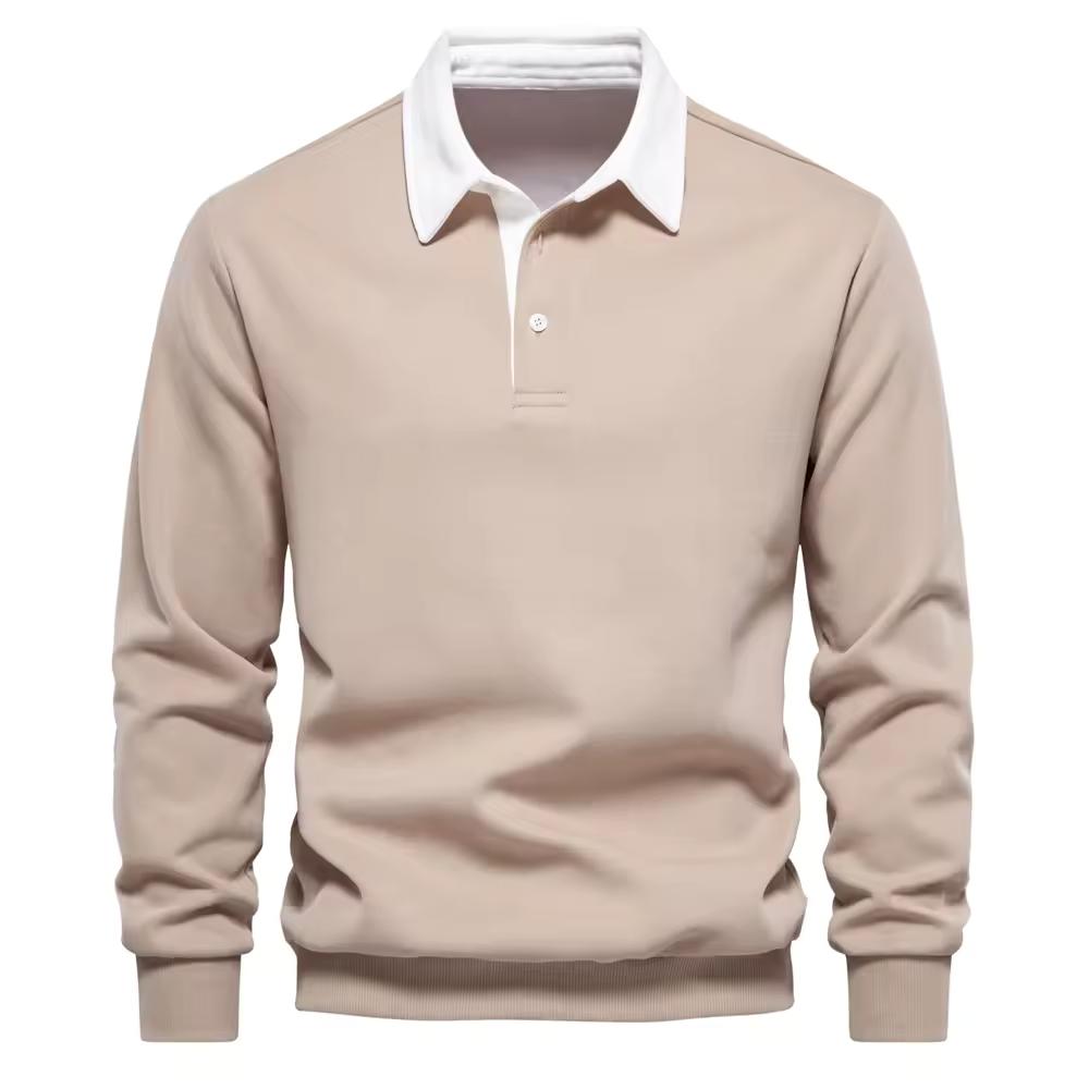 Autumn Spring Polo Neck Sweatshirts for Men Casual and Social Wear Cotton Men's Sweatshirts