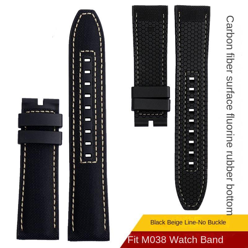 New Design Hybrid FKM Watch Strap for Mido Helmsman M005 M038.431 M038431a Quick Release Canvas Nylon Watchband Bracelet 22mm