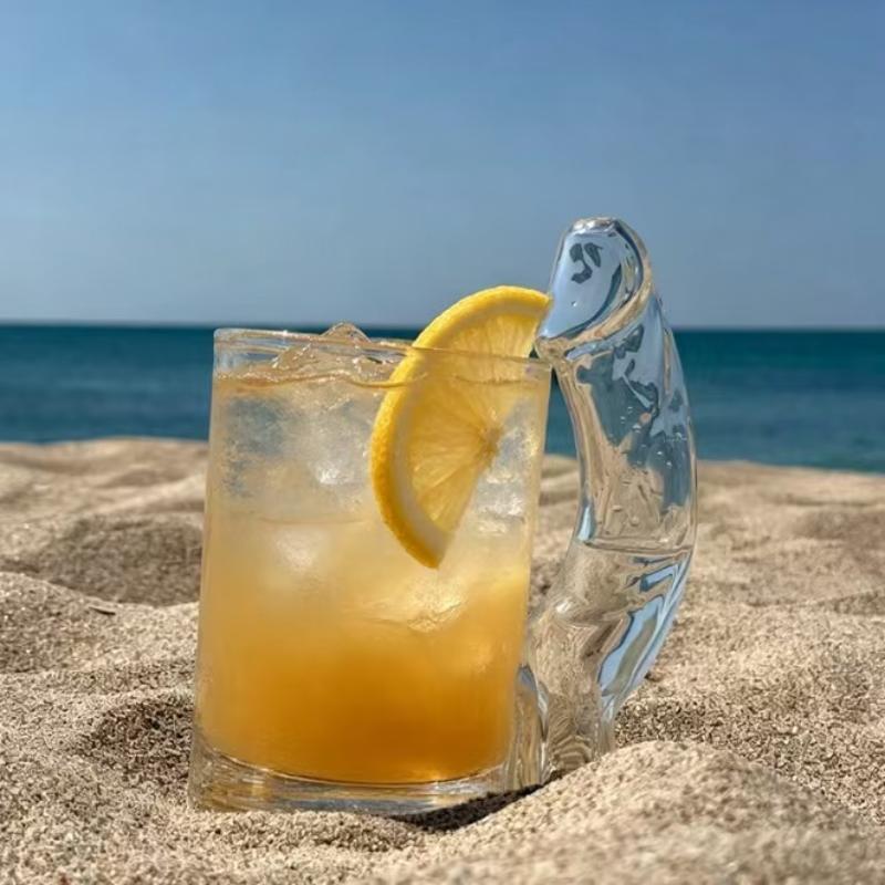 D-Cup Shaped Transparent Cocktail Glass Lead-Free Large Capacity Drinking Cup for Home Bar Holiday Gift