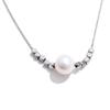 Yhpup Stainless Steel Natural Pearl Chic Pendant Necklace Summer Wear Stylish Simple Trendy Jewelry PVD Waterproof Plated