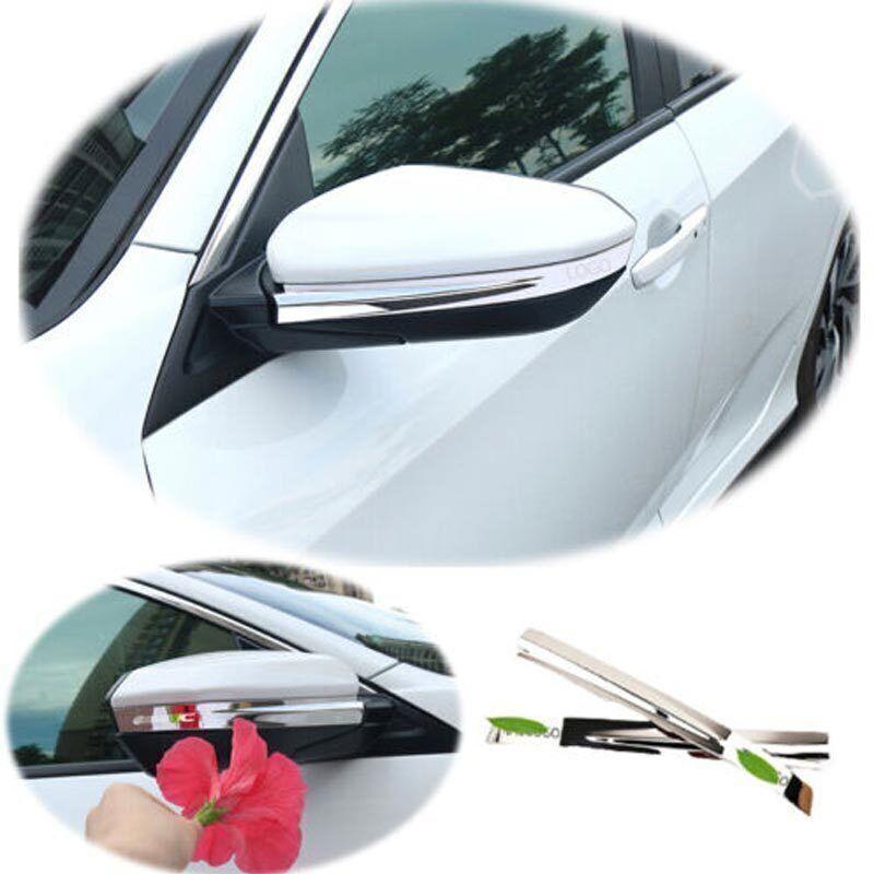 Fit For Honda Civic 2016-2021 Rearview Mirror Steel Chrome Decor Strip Trim 2X