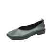 Fashion 2025Flat Shoes Women Square Toe Single Shoes Simple Temperament Leather Shoes Spring round toe heels