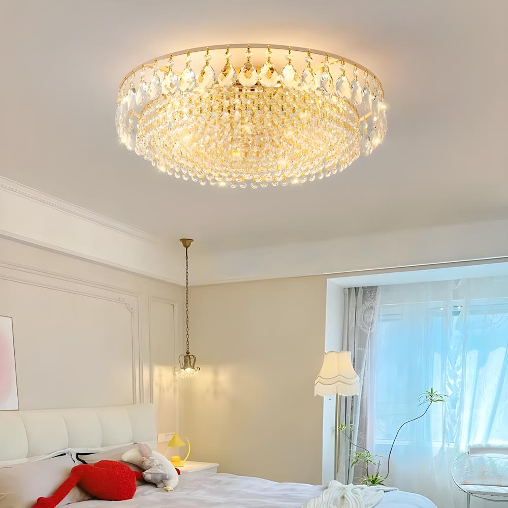 Nordic LED Crystal Circle Ceiling Lamp Living Room Bedroom Indoor Decor Pendant Light Lampara Luminaire Chandeliers Lighting