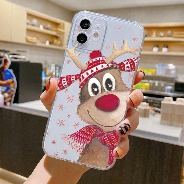 

Рождественские подарки на Новый год чехол с изображением лося для iPhone 14 11 12 Pro 13 Pro Max XR XS X 6s 7 8 Plus SE 2020 13 Mini Роскошный прозрачный чехол iPhone 11 Pro