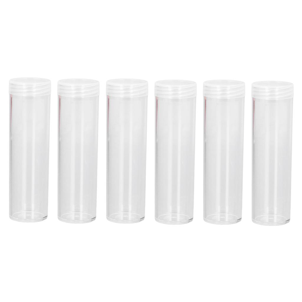 Round Clear Coin Tube Plastic Coin Storage Tubes with Cushion Sponge for 25mm 0.98in Coins Collection