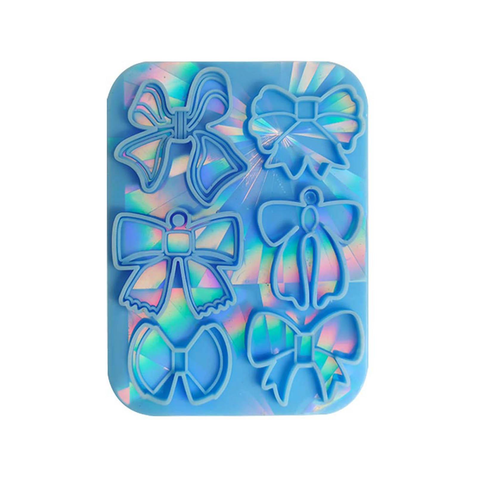 Cute Bowknot Silicone Molds DIY Handmade Crafts Holographic Resin Molds Keyring Earring Pendant Making Tool Nonstick 1 синий