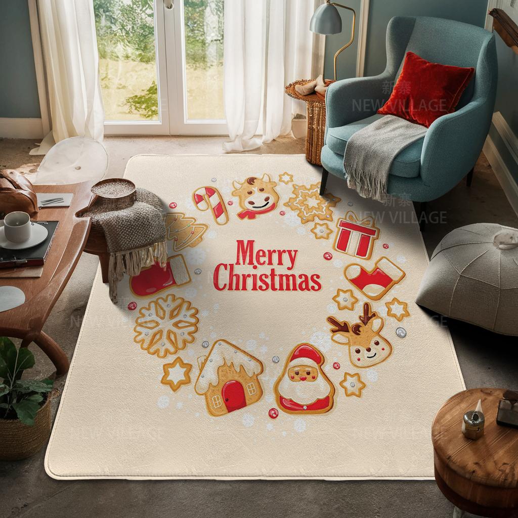 House Entrance Carpet Home Door Mat Living Room Bath Foot Bathroom Non-slip Water Absorption Rugs Bath Merry Christmas Winter