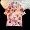 Unisex Vintage Cuban Collar Floral Shirt - Loose Fit, Hong Kong Style, Short Sleeve, Perfect for Beach and Couples