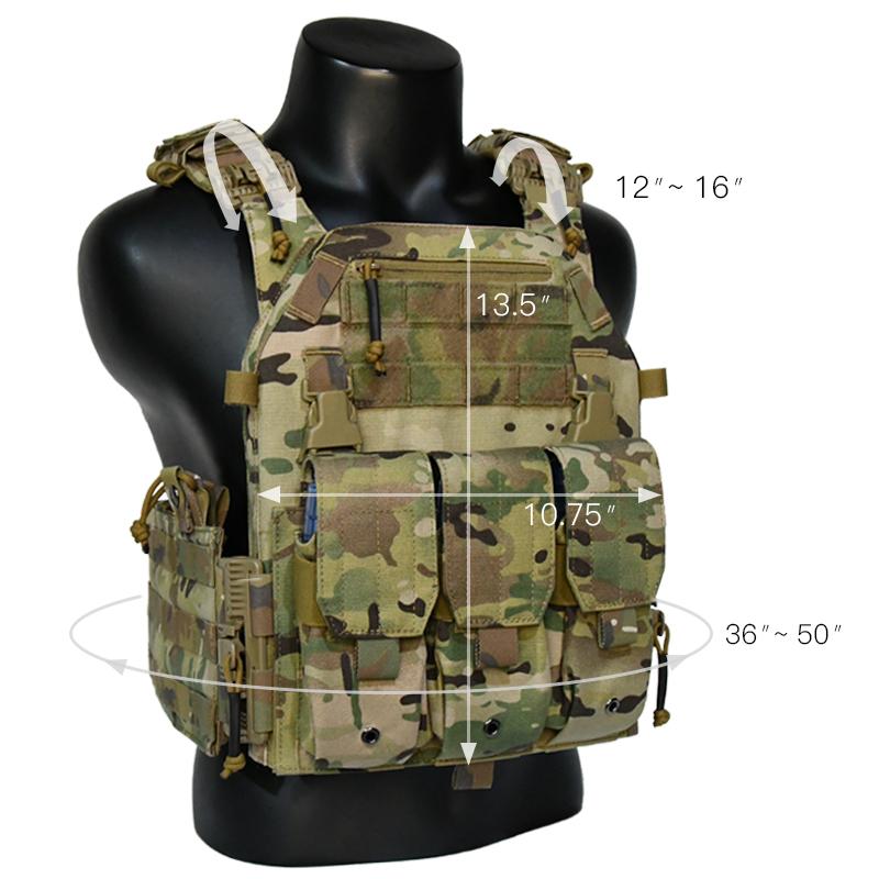 Tactical Vest,Camouflage Tactical Stab Proof Vest with 7.62 Triple Mag Pouch, Plate Carrier, 1000D Nylon, 6094, 7.62mm