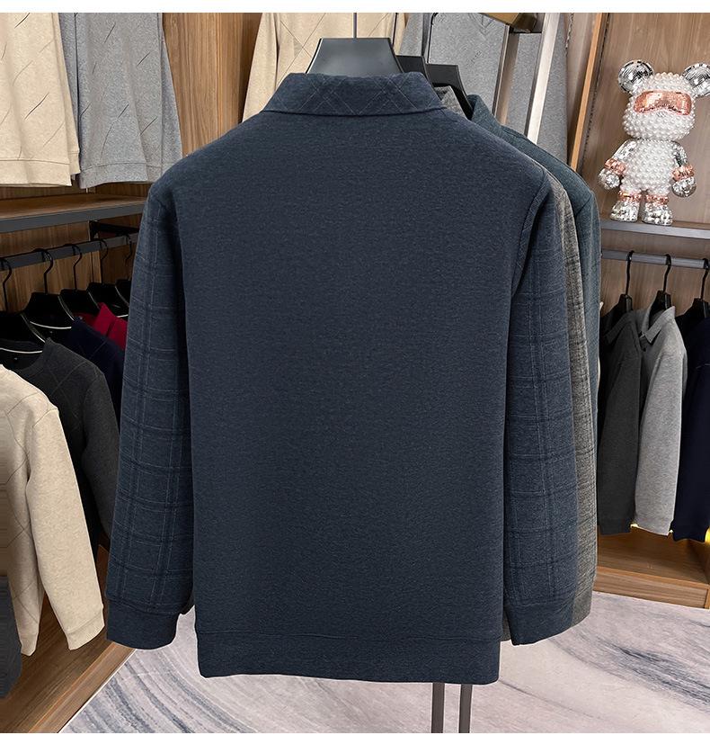 Dicker Samt-Strick-Pullover mit Revers für Männer mittleren Alters und ältere Männer - Stilvoller Zwei-in-Eins Winterpullover