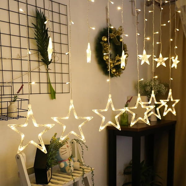 LED Light Curtain Christmas Tree Lights Warm White Windows Garland Lights