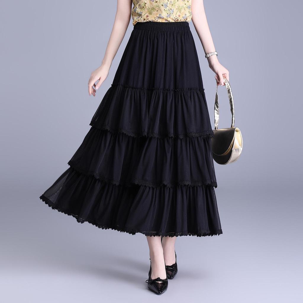 White 3-Tier Lace Trim Flare Skirt - Spring/Summer 2026 Collection